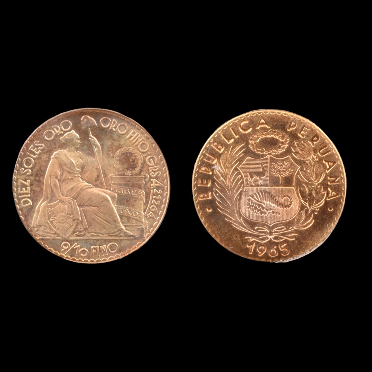 1965 Peruvian Republic Gold 10 Soles Oro