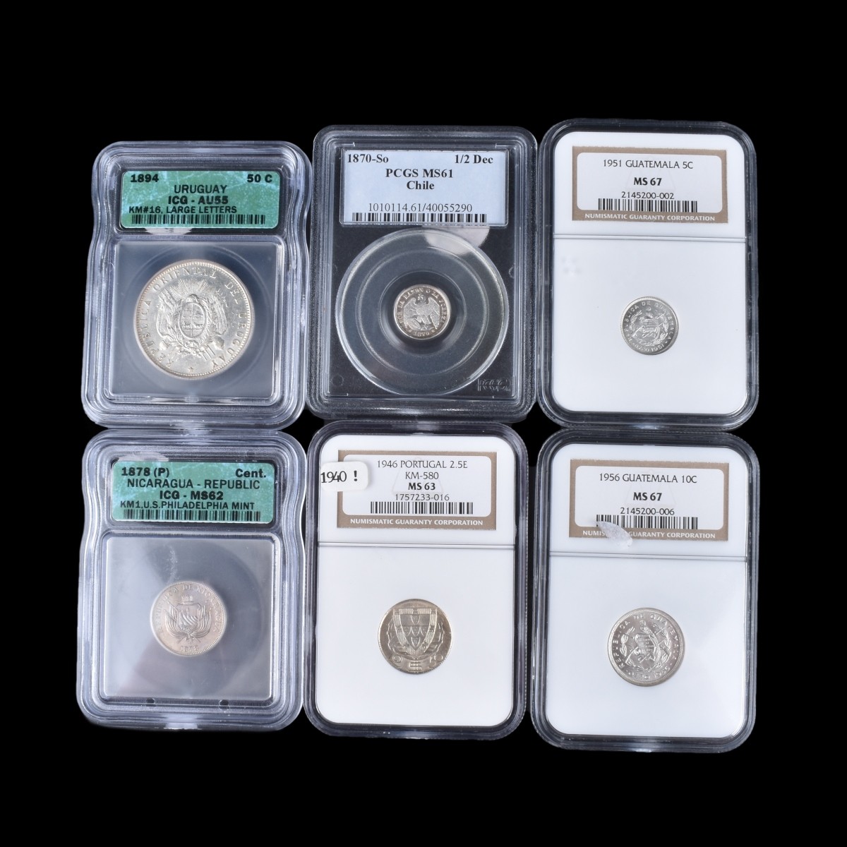 Six (6) Assorted Silver Coins