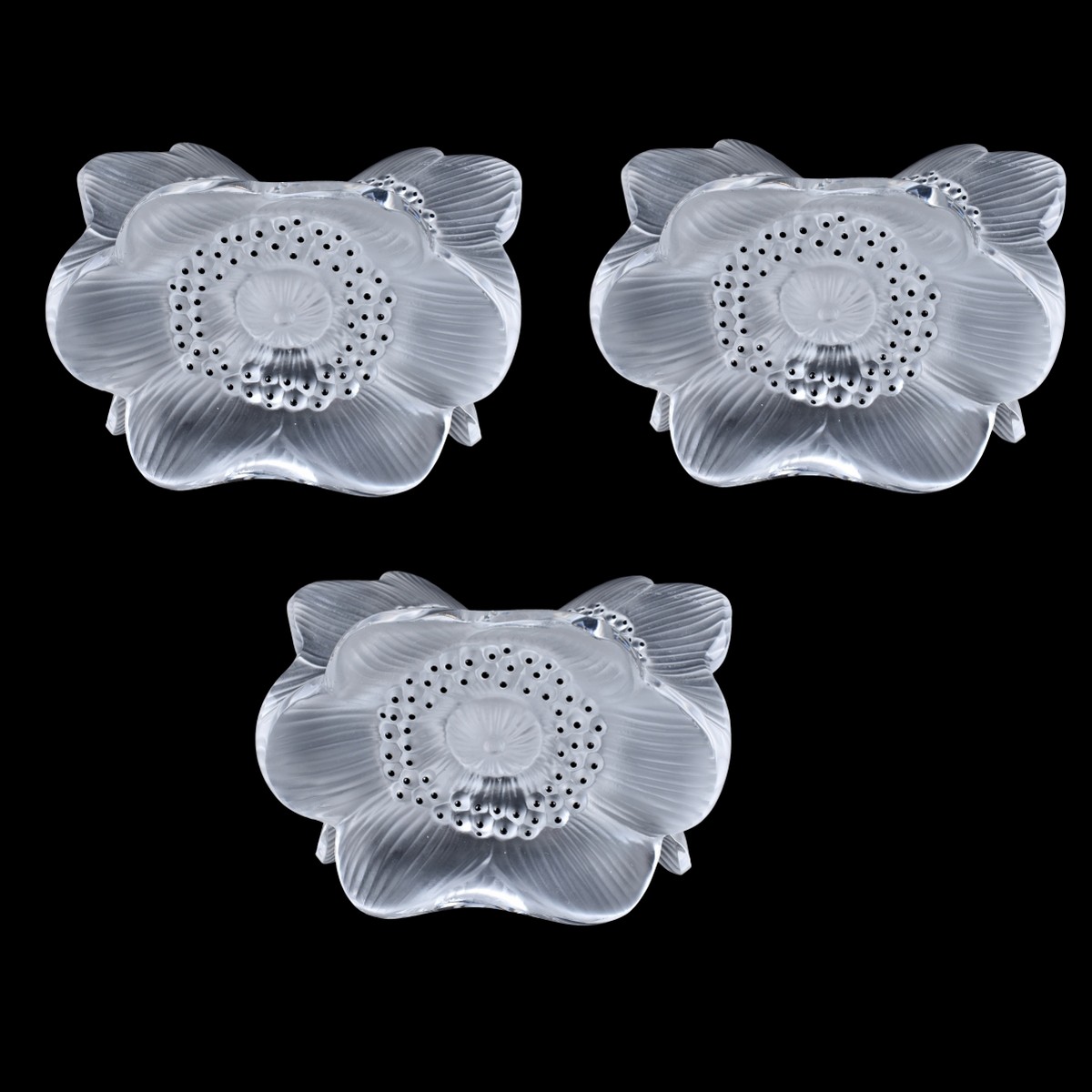 Three (3) Lalique Candle Holders