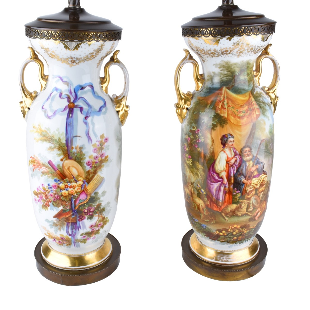 Old Paris Porcelain Vases as Lamps