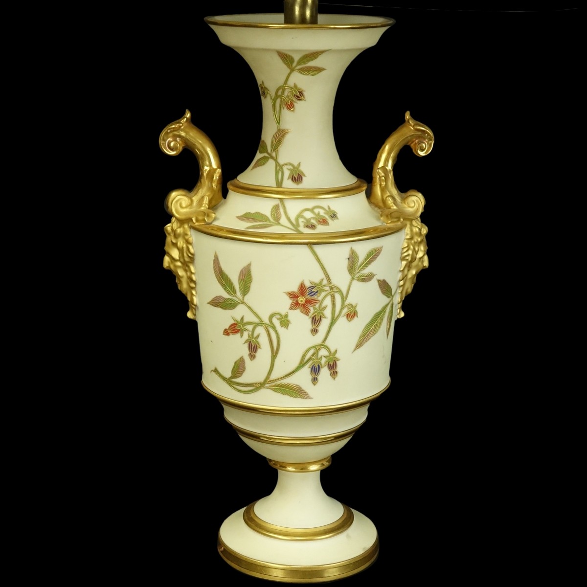 Royal Worcester style Porcelain Urn Lamp