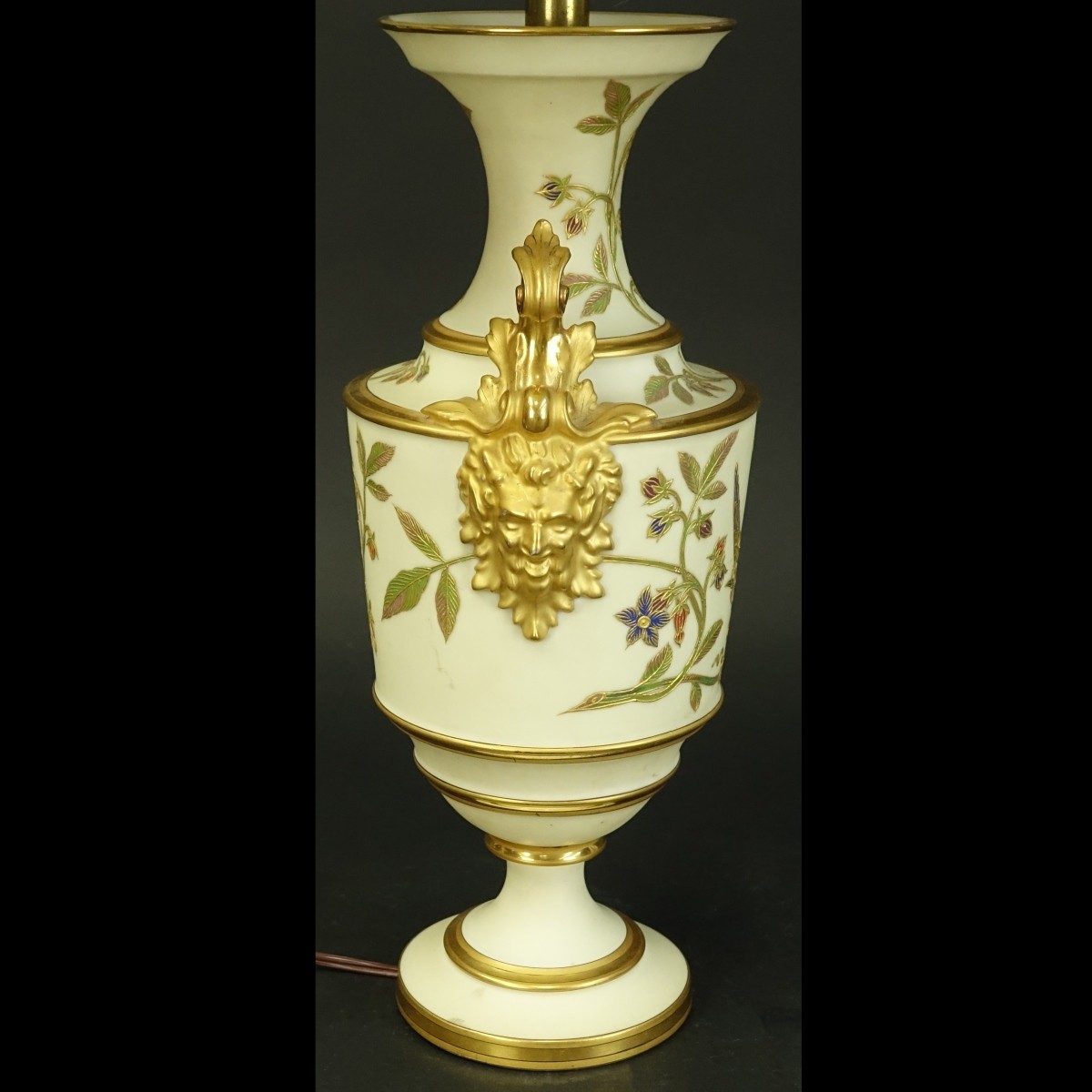 Royal Worcester style Porcelain Urn Lamp