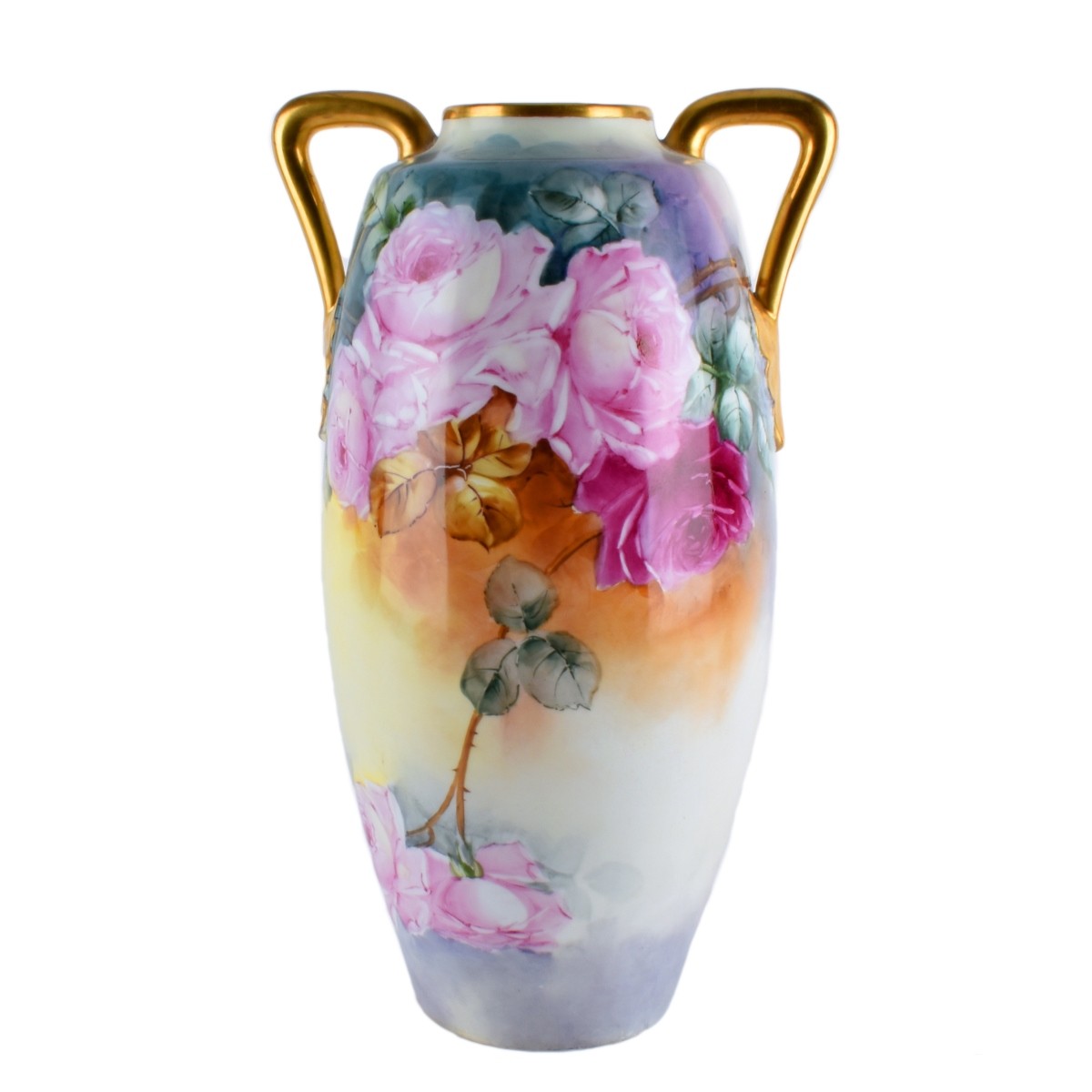 Antique Austrian Gilded Porcelain Handled Vase
