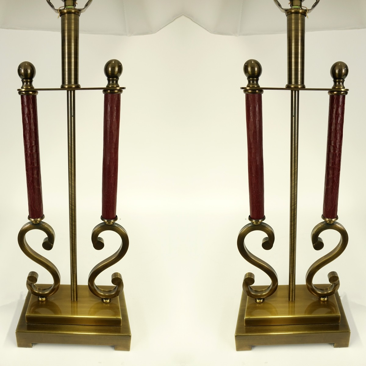 Pr Bouillotte 2 Arm Brass S Table Lamps