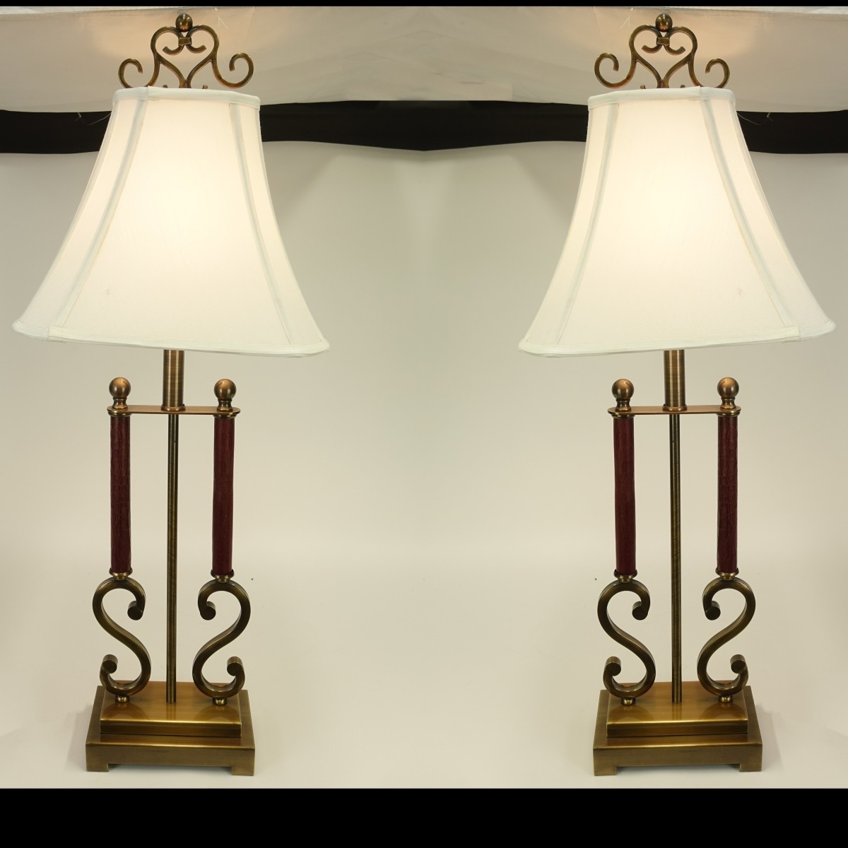 Pr Bouillotte 2 Arm Brass S Table Lamps