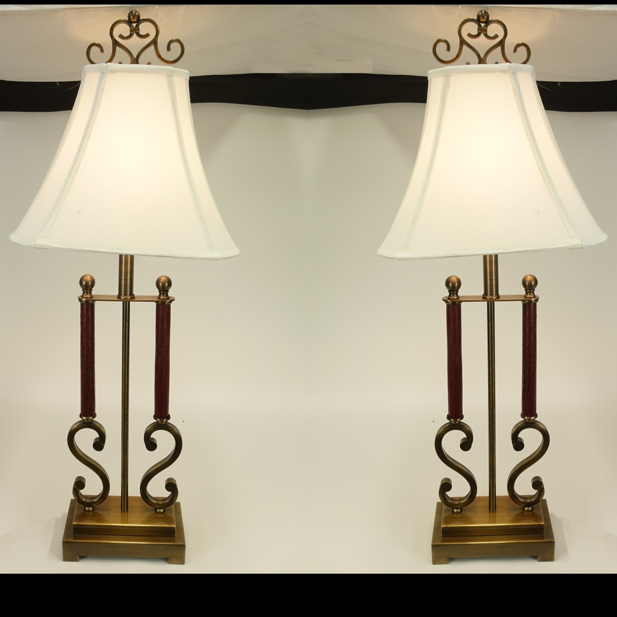 Pr Bouillotte 2 Arm Brass S Table Lamps