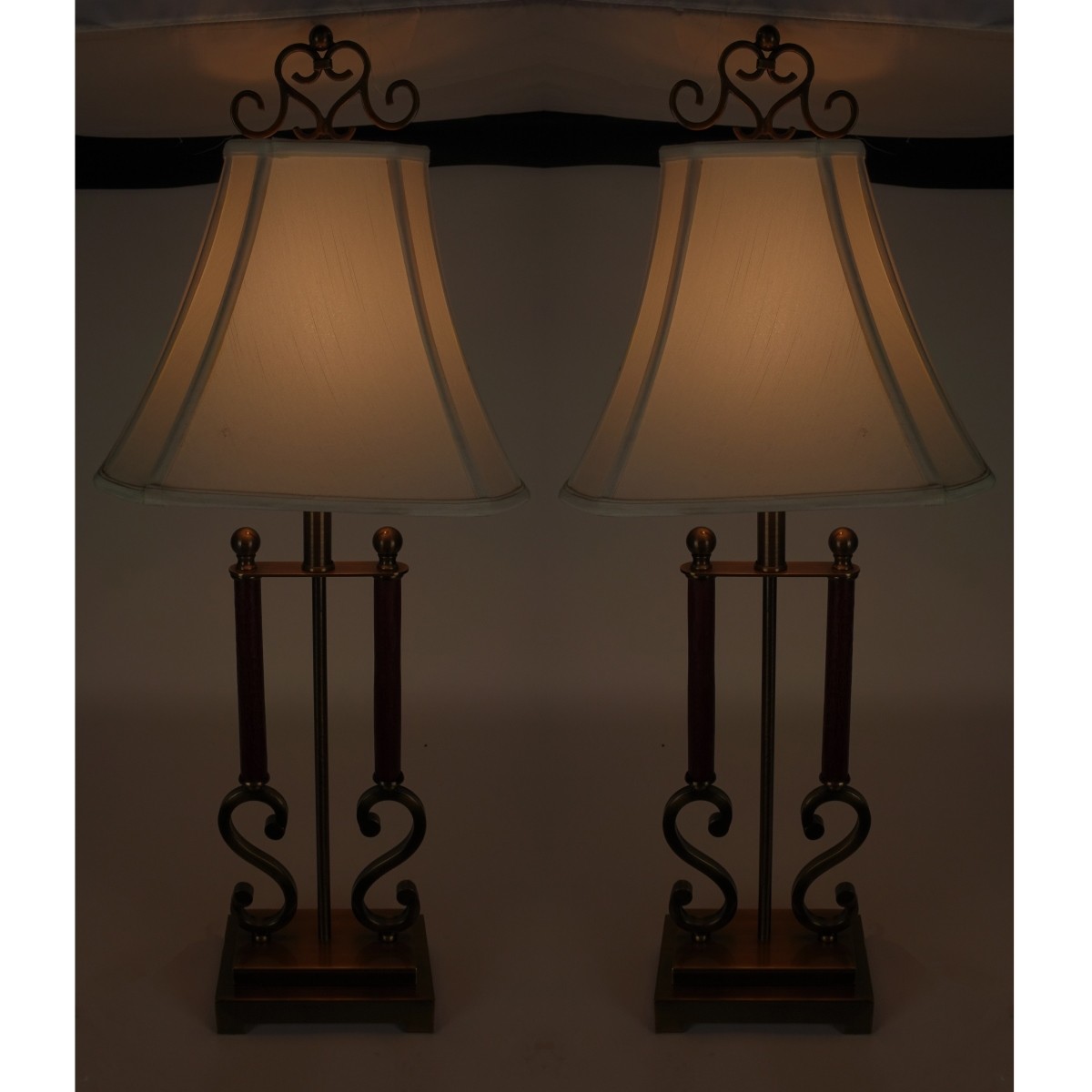 Pr Bouillotte 2 Arm Brass S Table Lamps