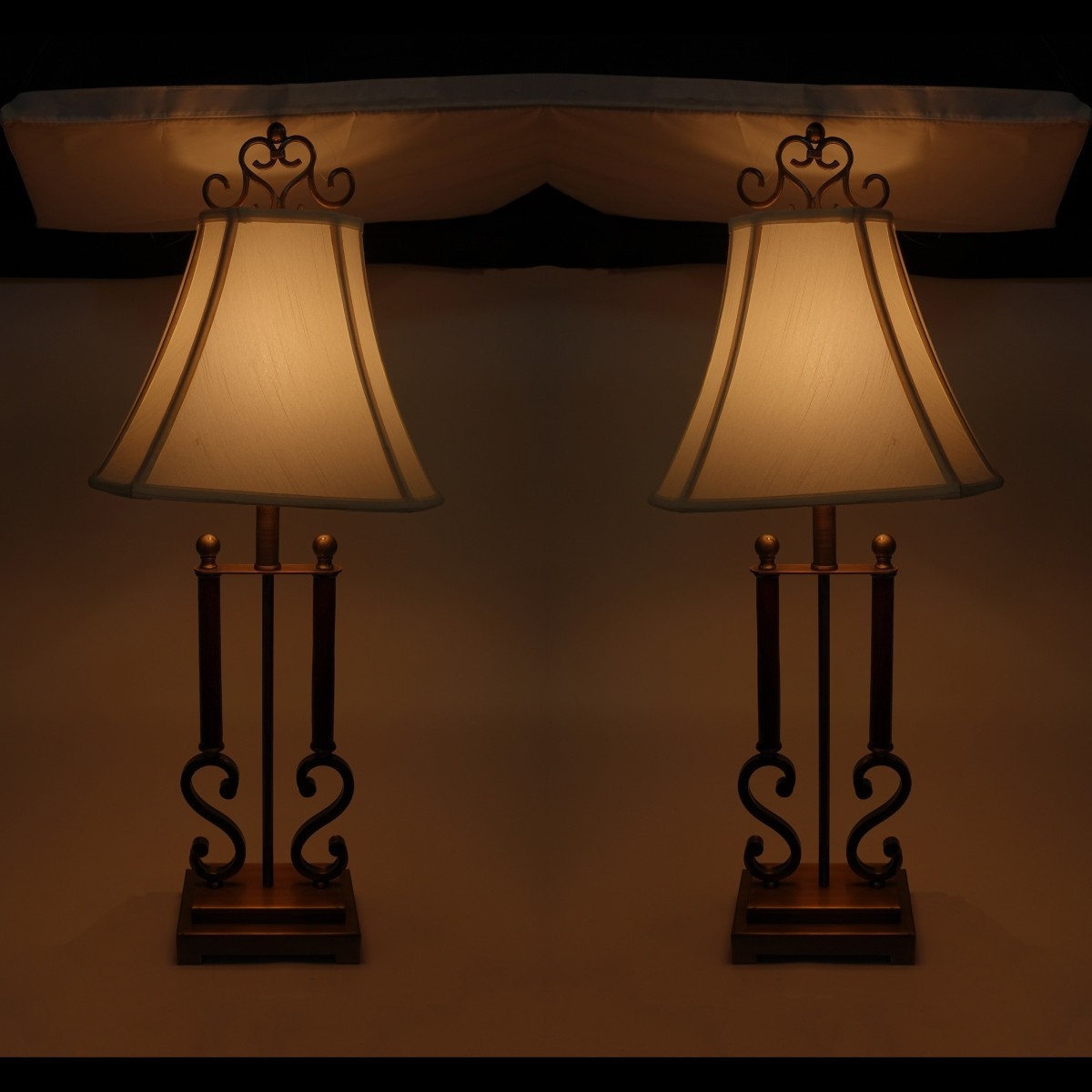 Pr Bouillotte 2 Arm Brass S Table Lamps