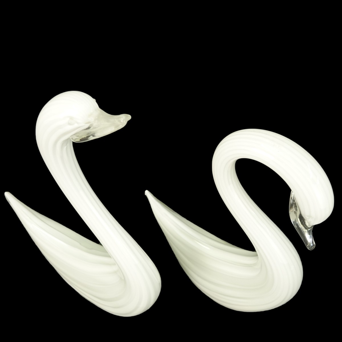 Pair Murano Glass Swans