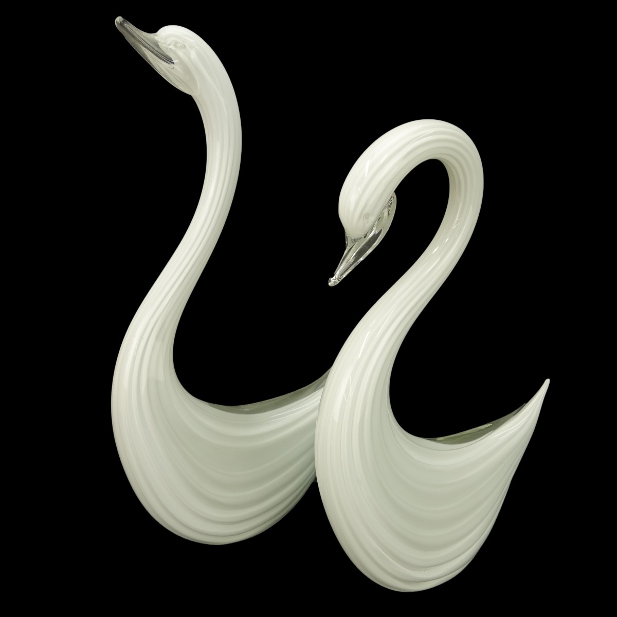 Pair Murano Glass Swans