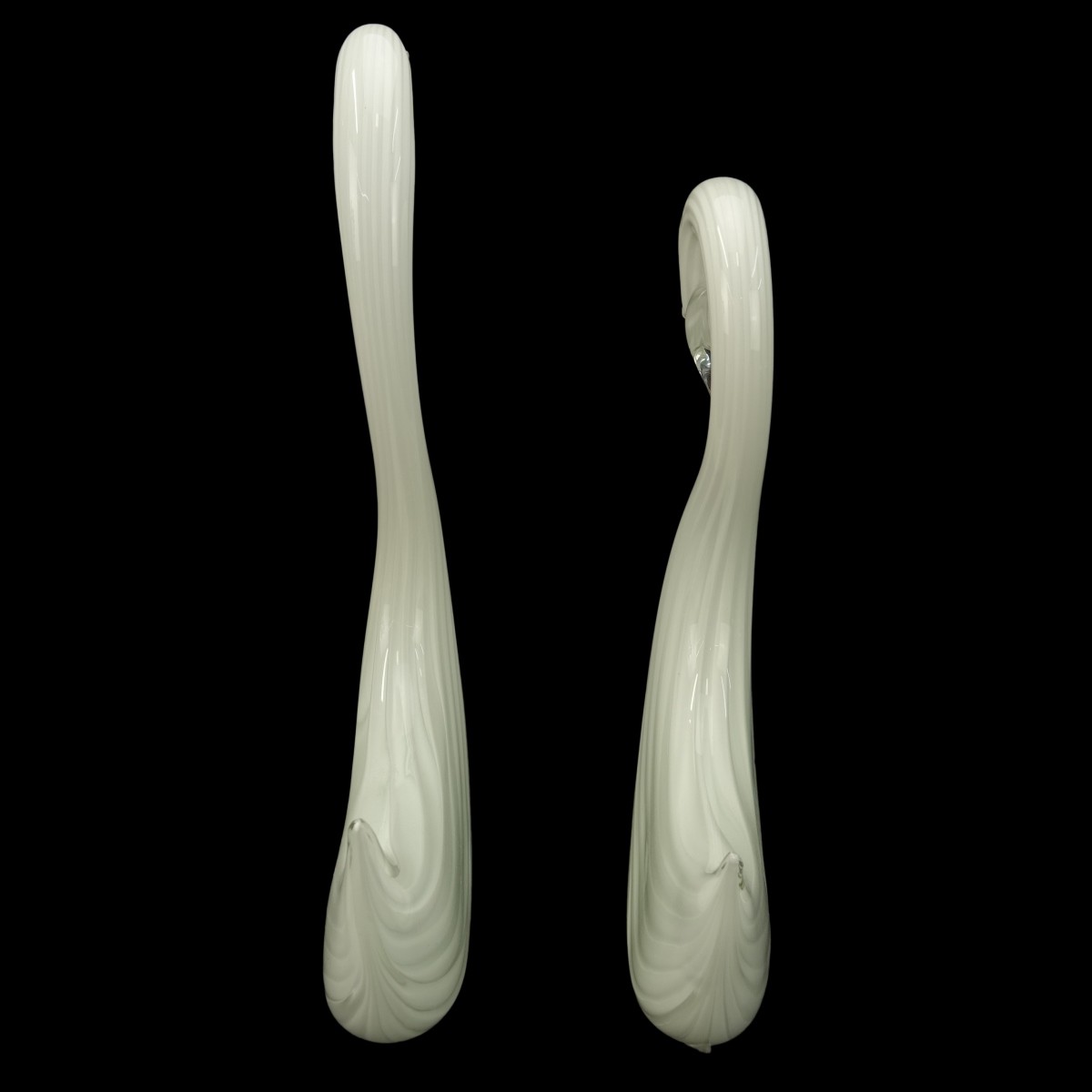 Pair Murano Glass Swans