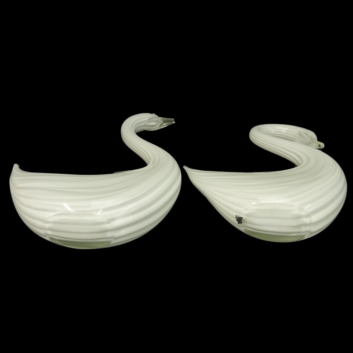 Pair Murano Glass Swans