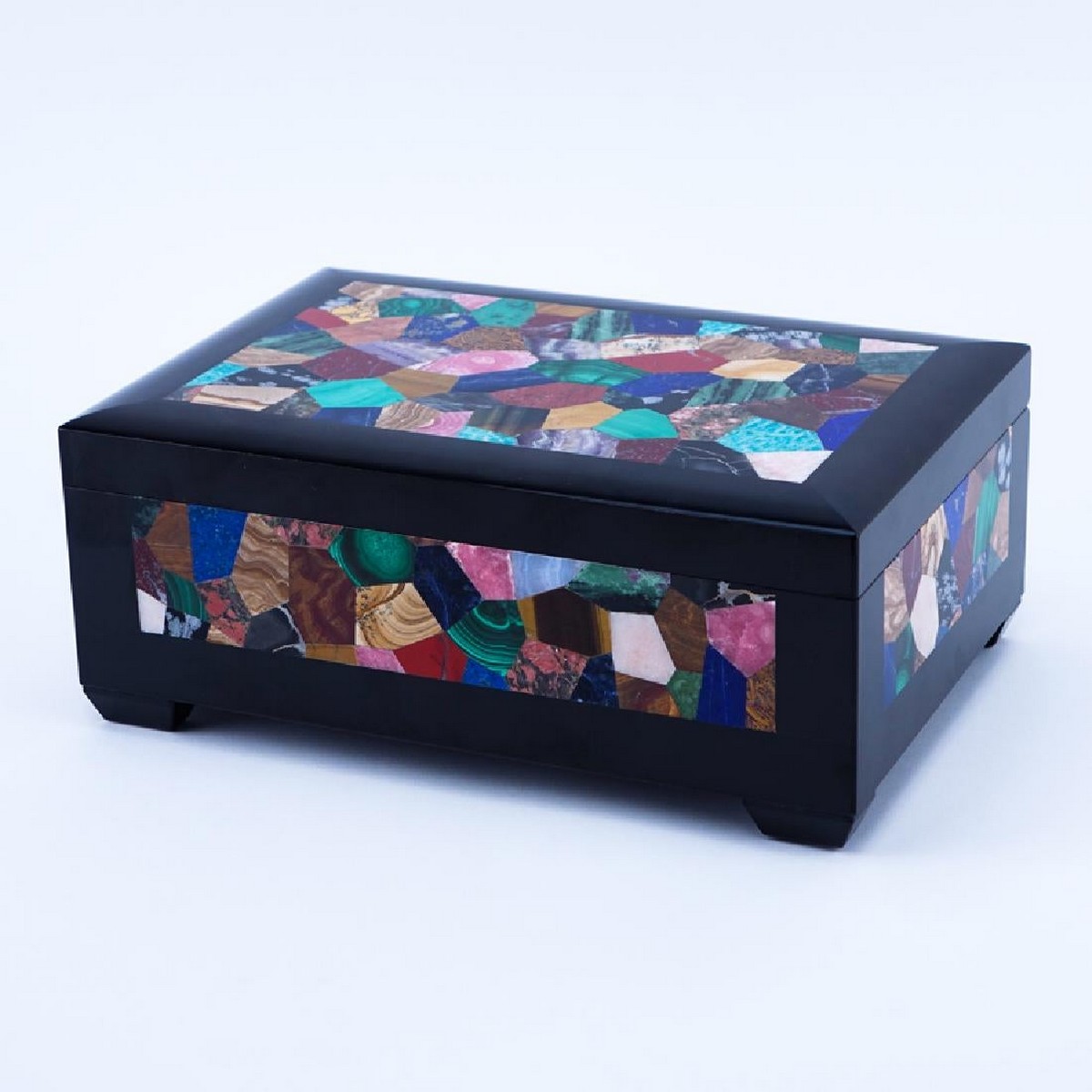 R Romanelli Italian Pietra Dura Inlaid Cigar Box