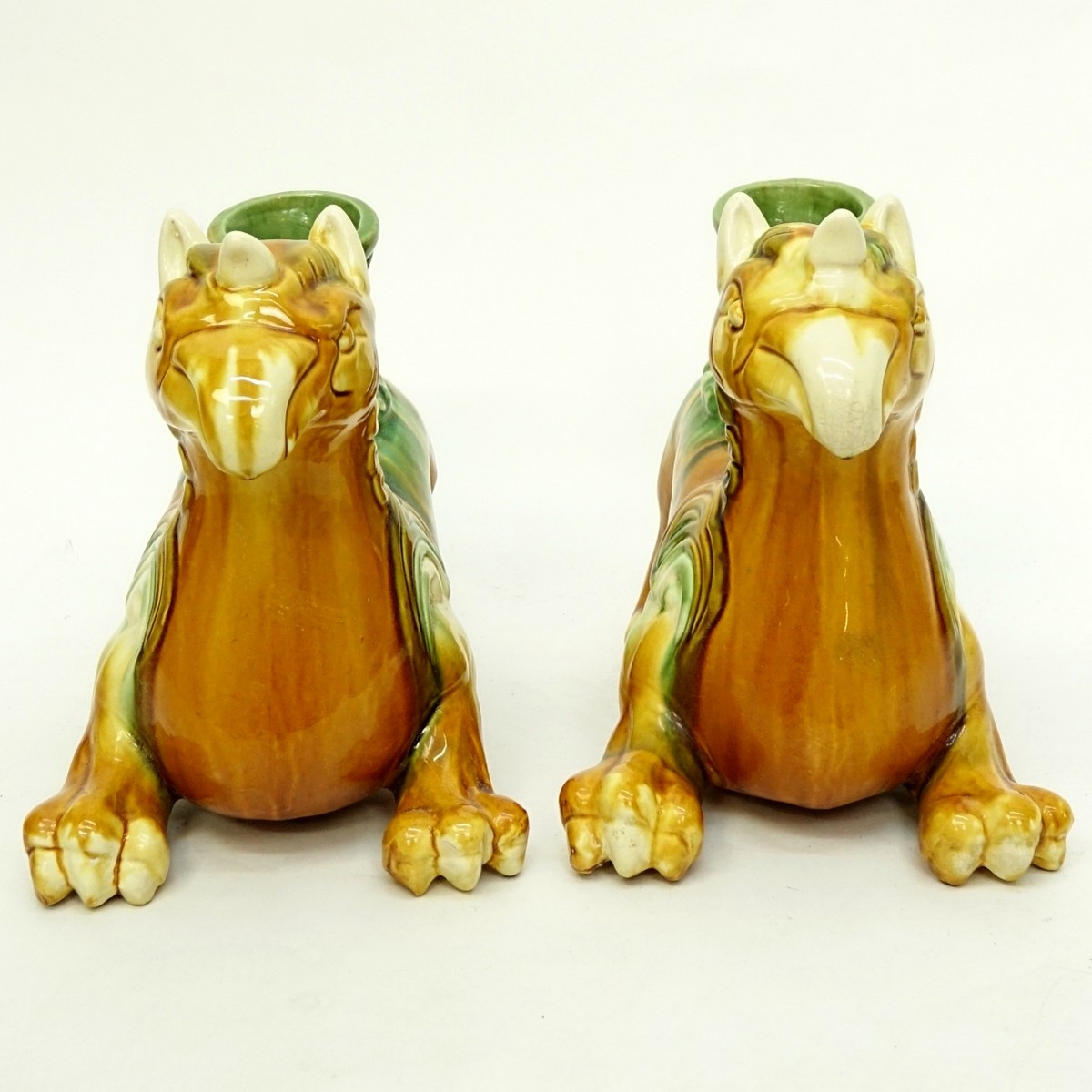 Pr Chinese Tang Style Glazed Pottery Dragons