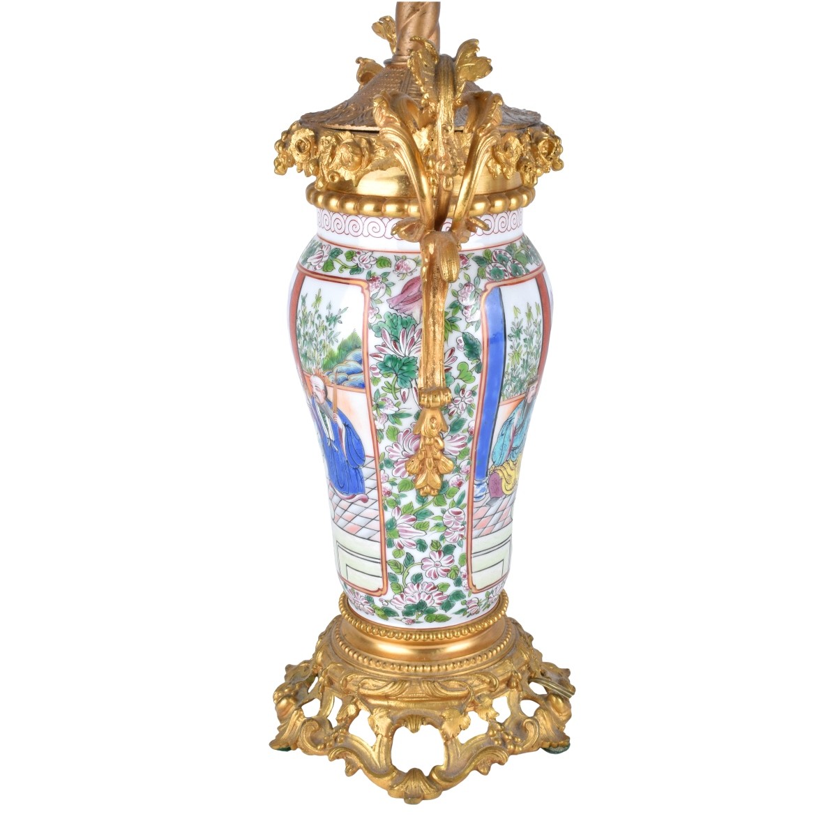 PR. Chinese Export Porcelain Lamp Vases Bronze Mou