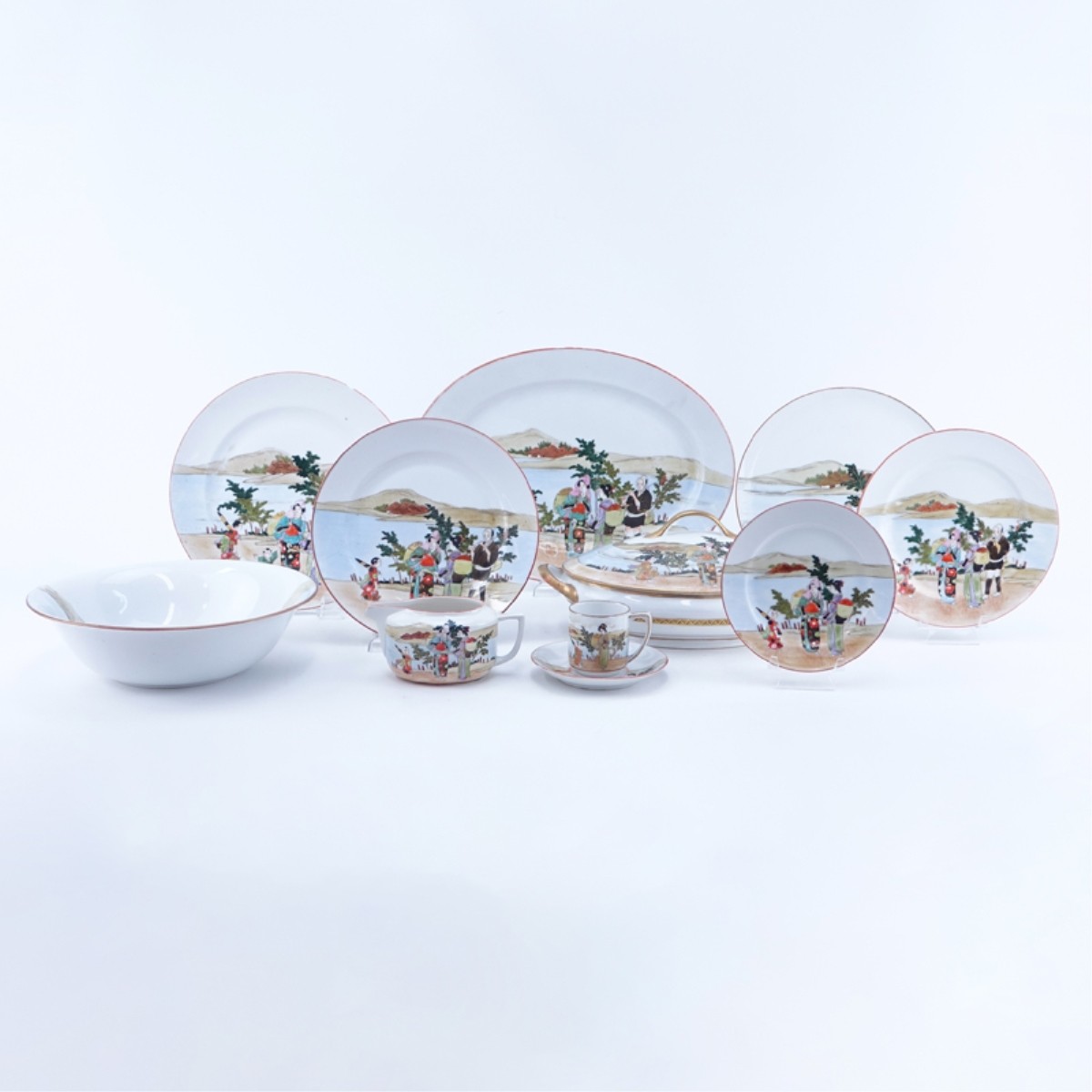 Fifty Six Pc. Japanese Kutani Porcelain Meiji set