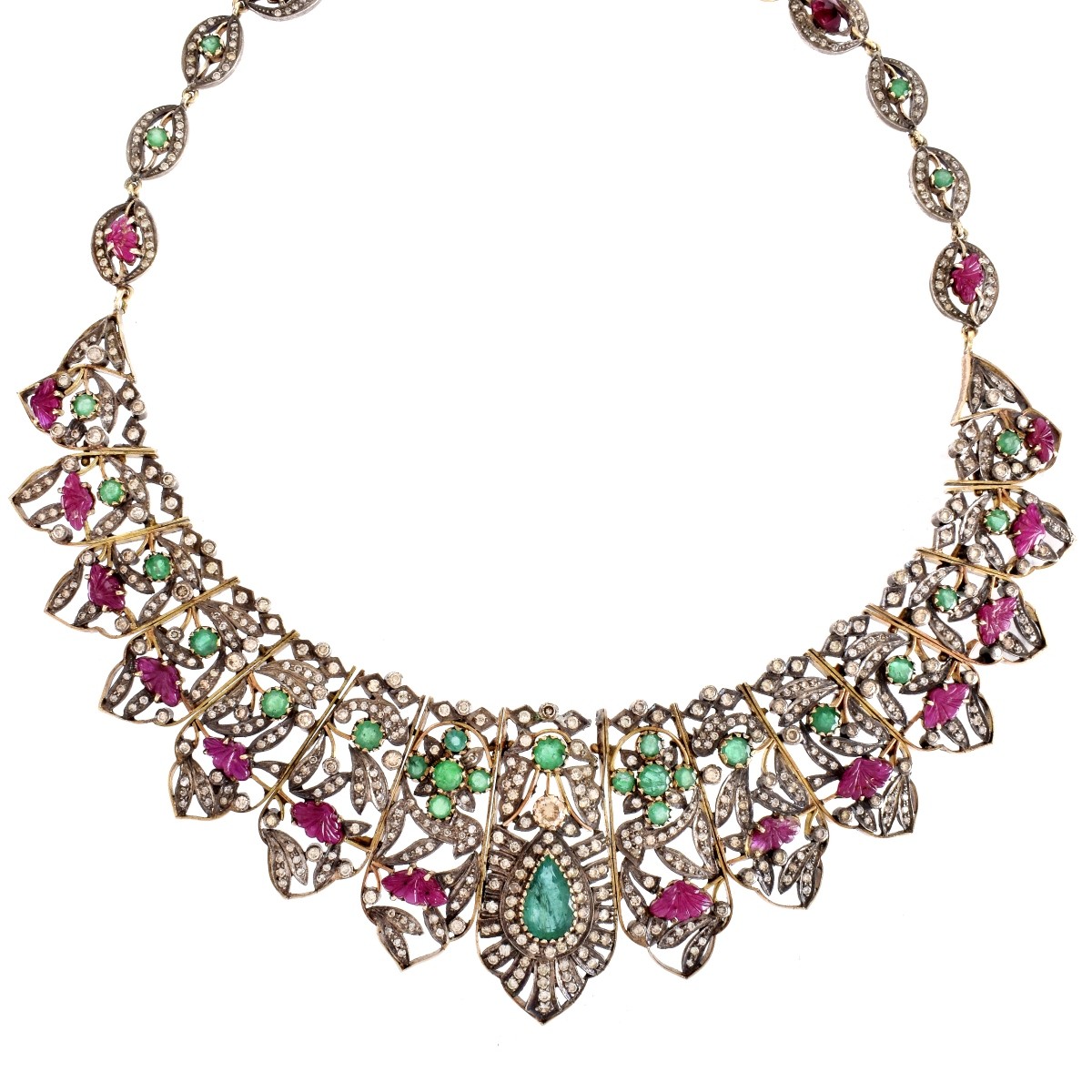 Mughal style Diamond, Emerald and Ruby Necklace