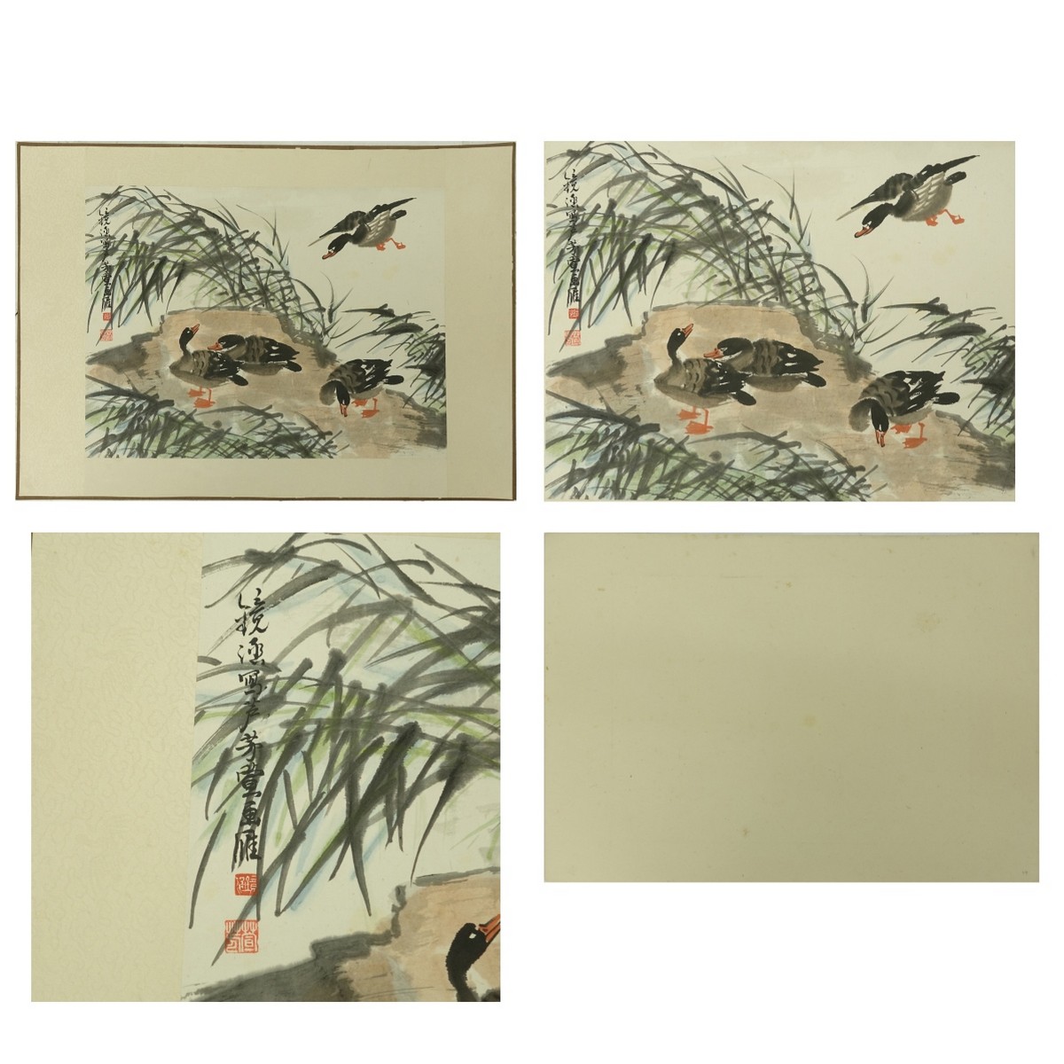 Four (4) Chinese Watercolor Scroll Paintings