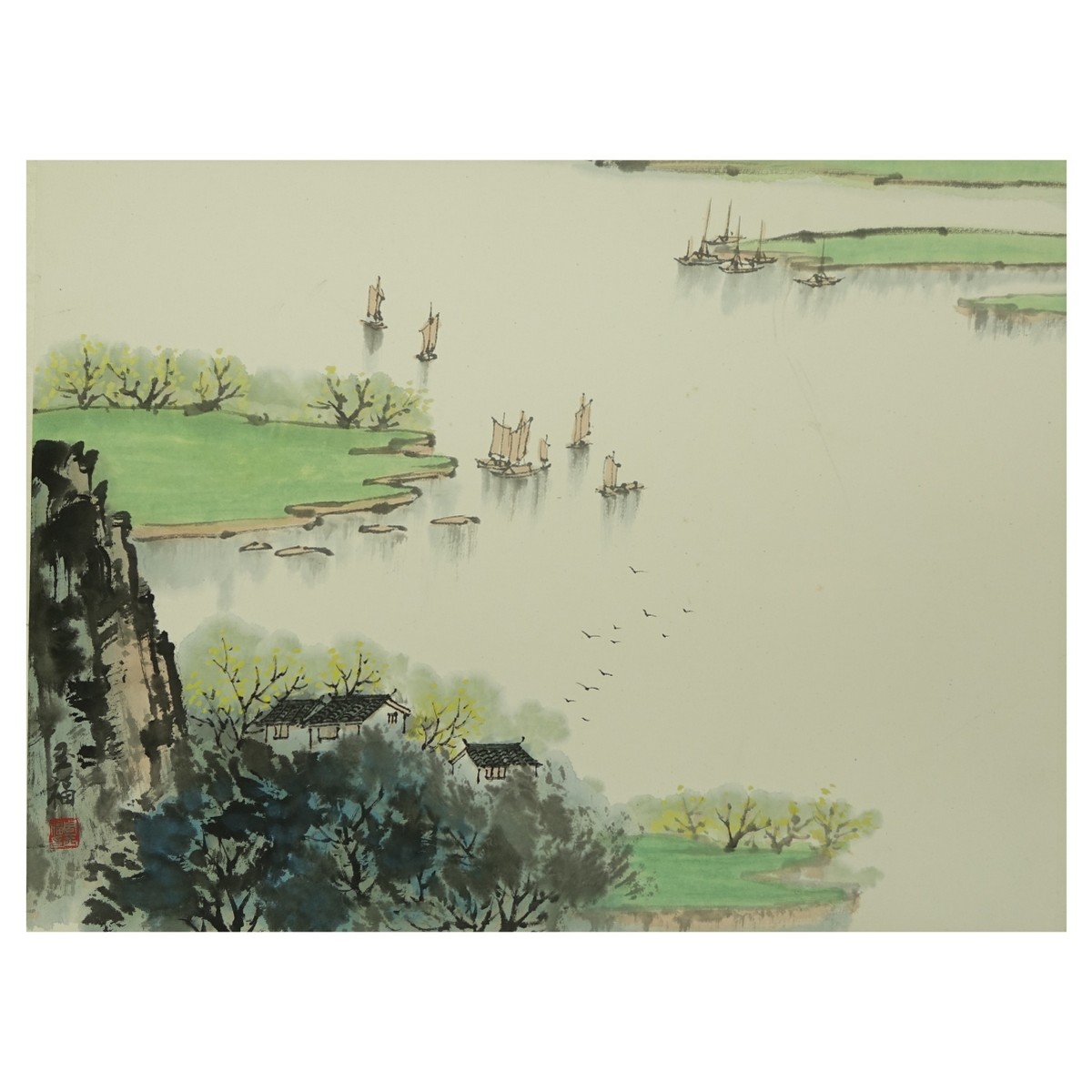 Three (3) Chinese Watercolor Scroll Paintings