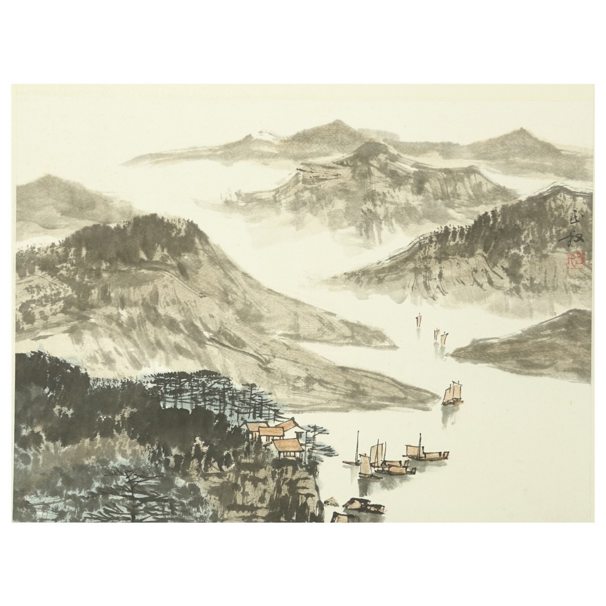 Three (3) Chinese Watercolor Scroll Paintings