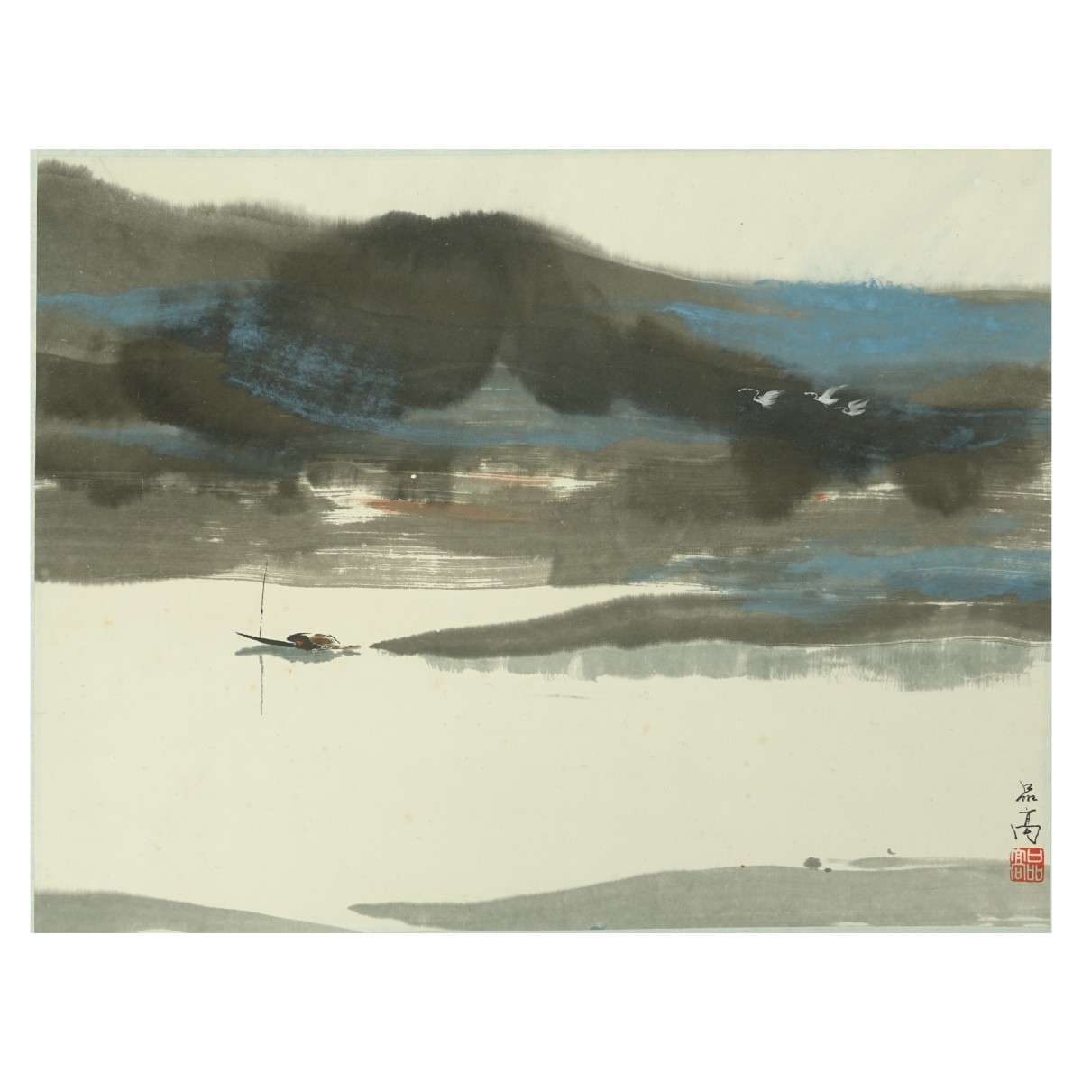 Three (3) Chinese Watercolor Scroll Paintings