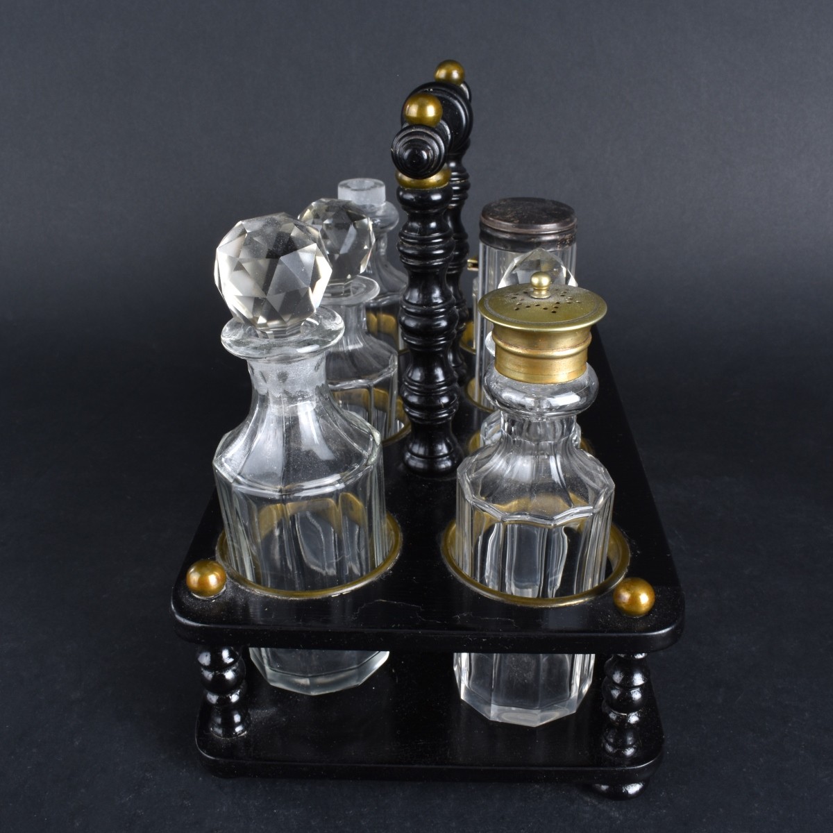 Wood and Glass Cruet Set