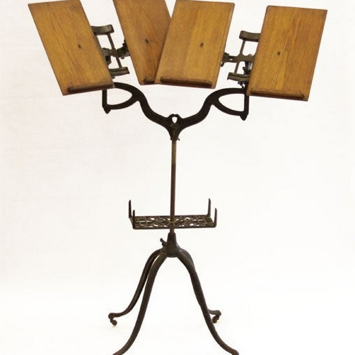 20th C. Cast Iron & Wooden Adjustable Stand