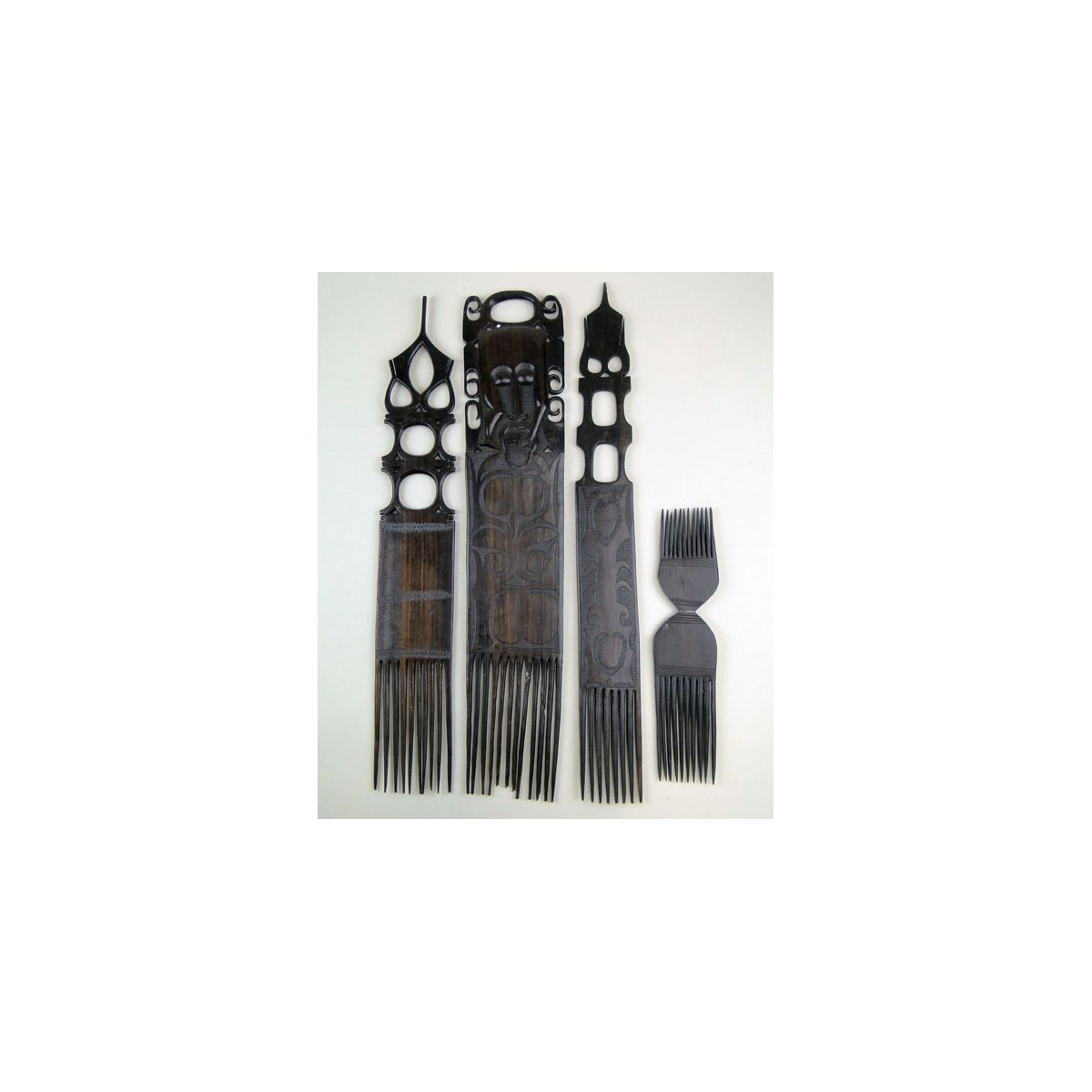 African Carved Wood Combs