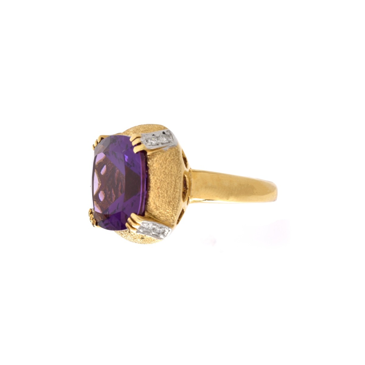 Amethyst, Diamond and 14K Ring