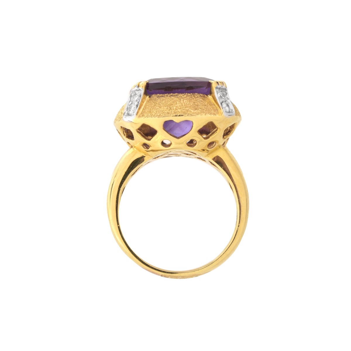 Amethyst, Diamond and 14K Ring