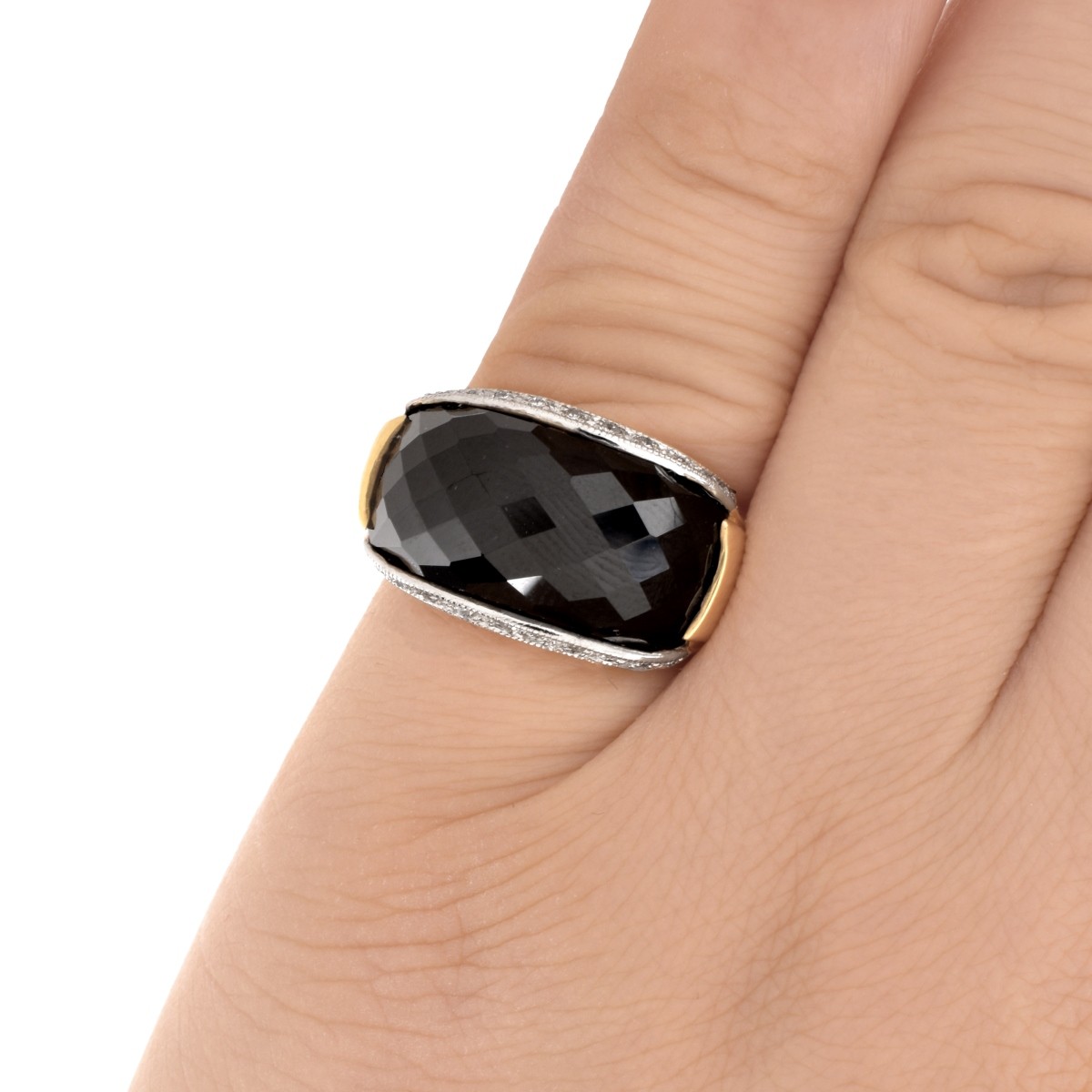 Onyx, Diamond and 14K Ring