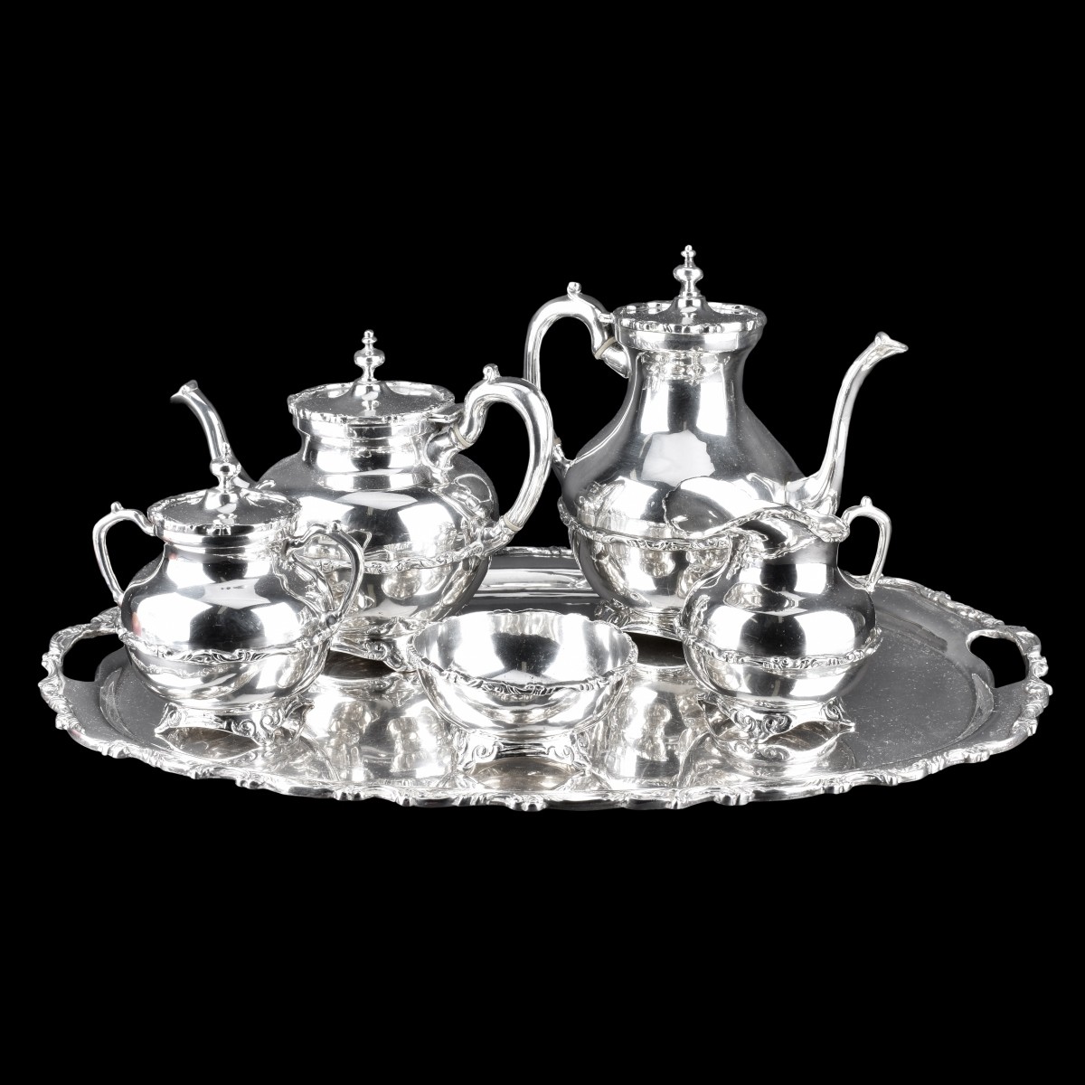 6 pc Mexican Sterling Silver Tea Set