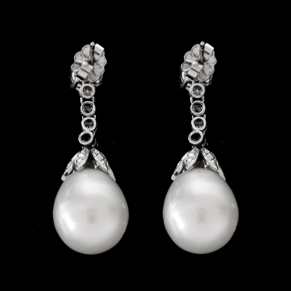 Antique Pearl and Diamond Pendant Earrings