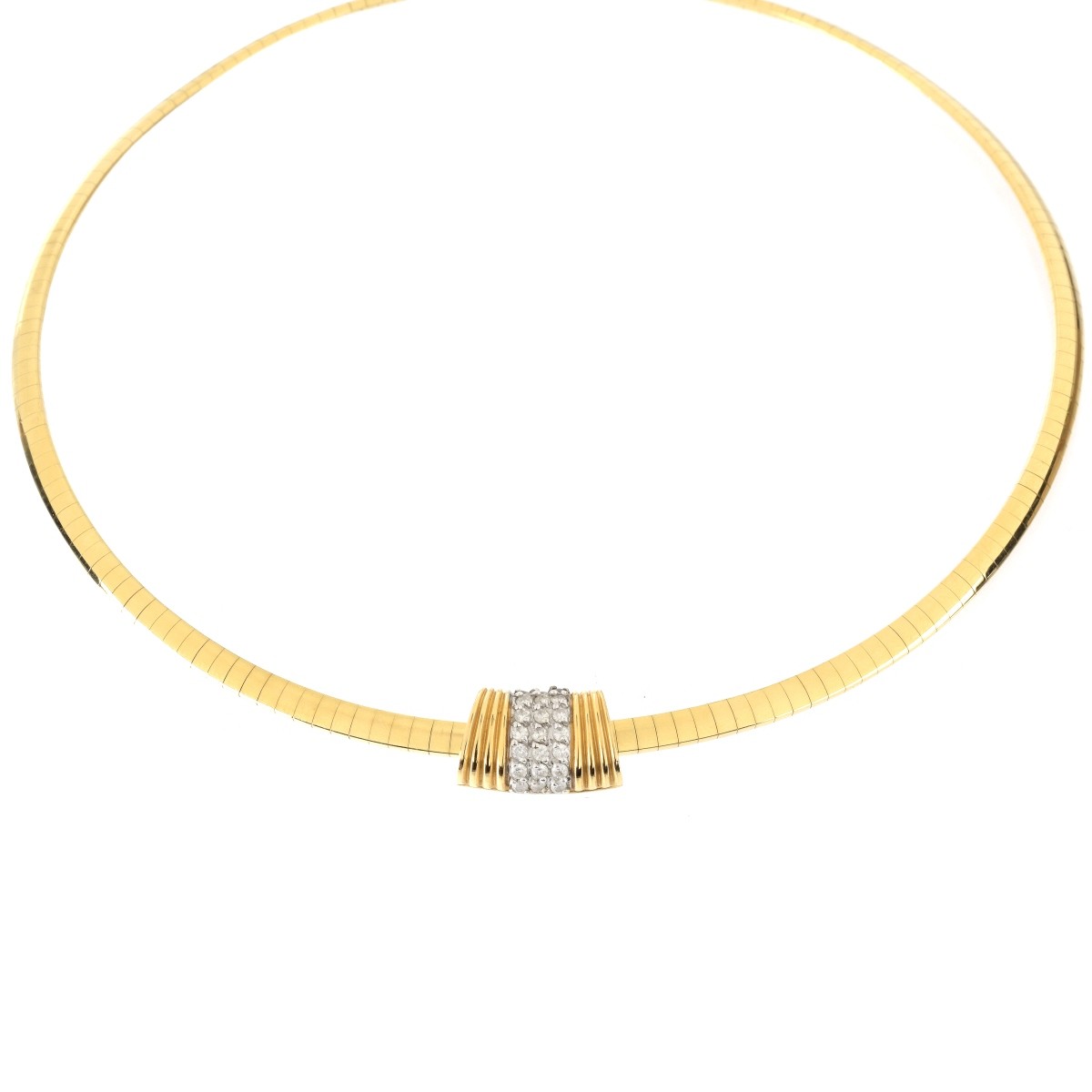 14K and Diamond Omega Necklace