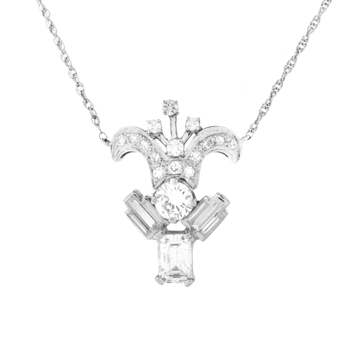 Diamond and 14K Gold Pendant Necklace