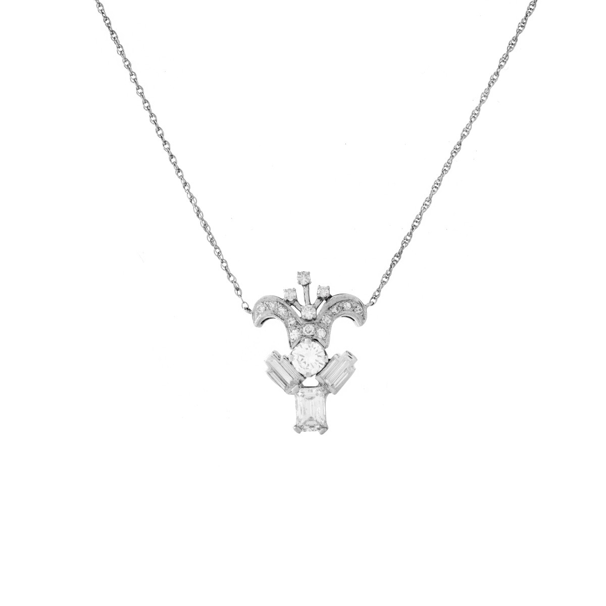 Diamond and 14K Gold Pendant Necklace
