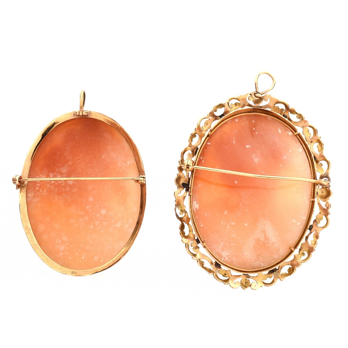 Two Carved Shell Cameo Brooches
