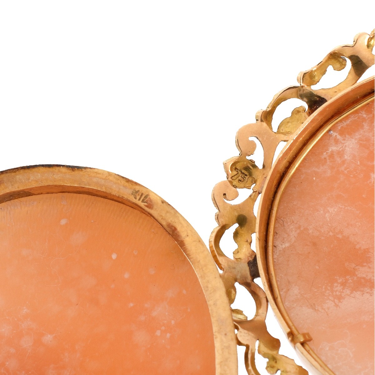 Two Carved Shell Cameo Brooches