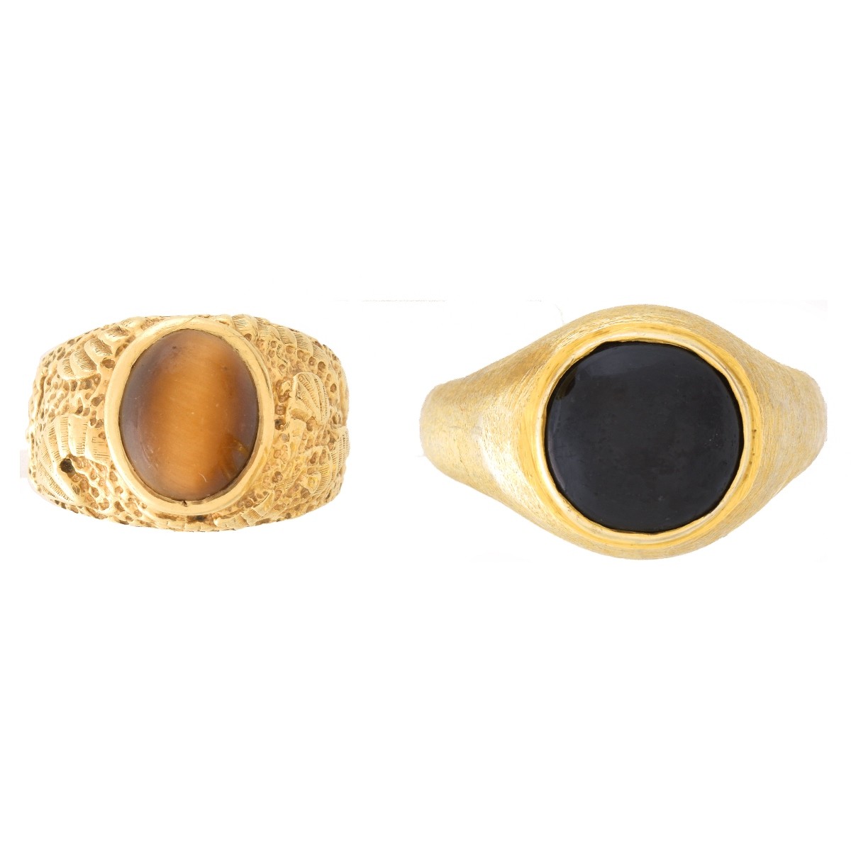 Two Men's 14K and Gemstone Rings