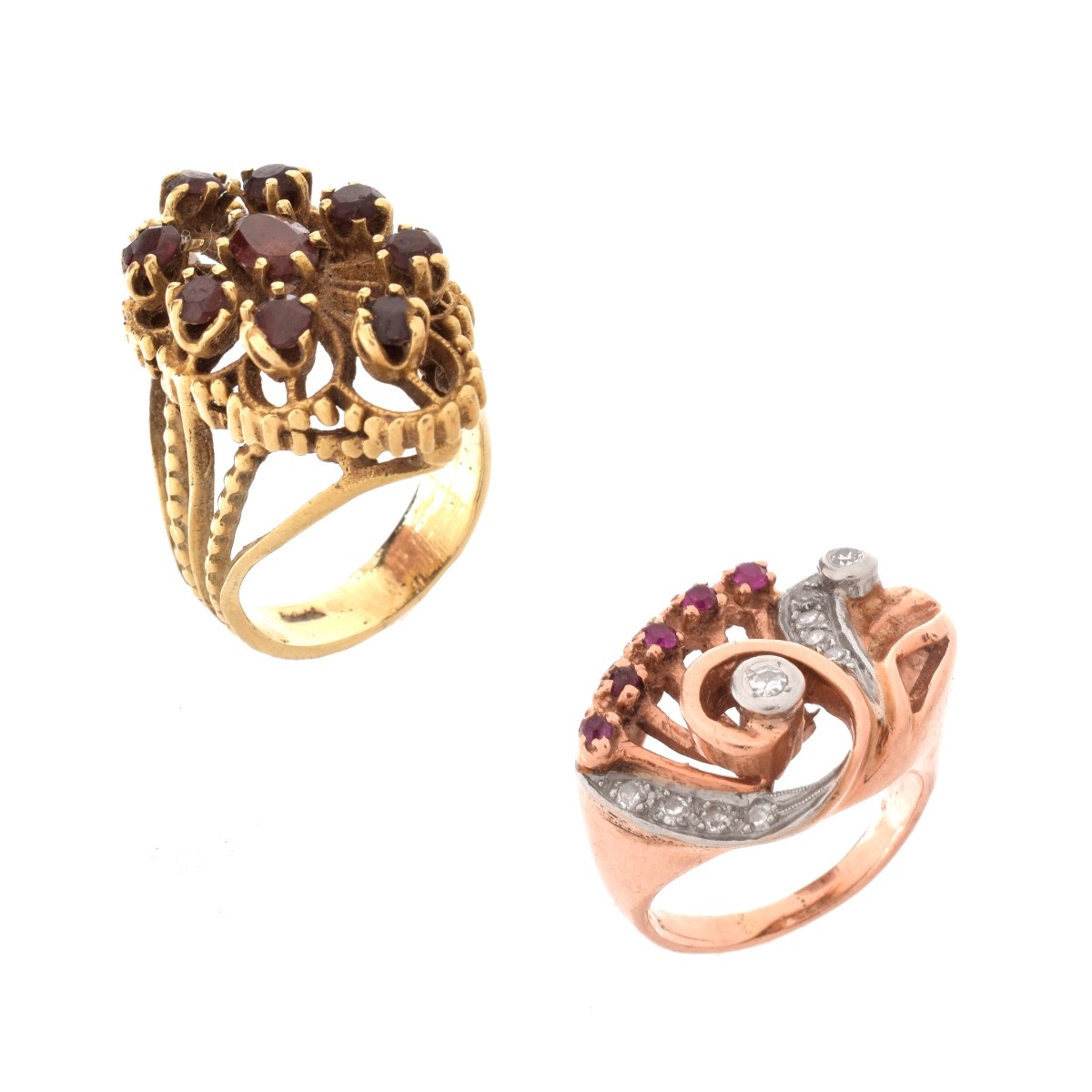 Two 14K and Gemstone Rings