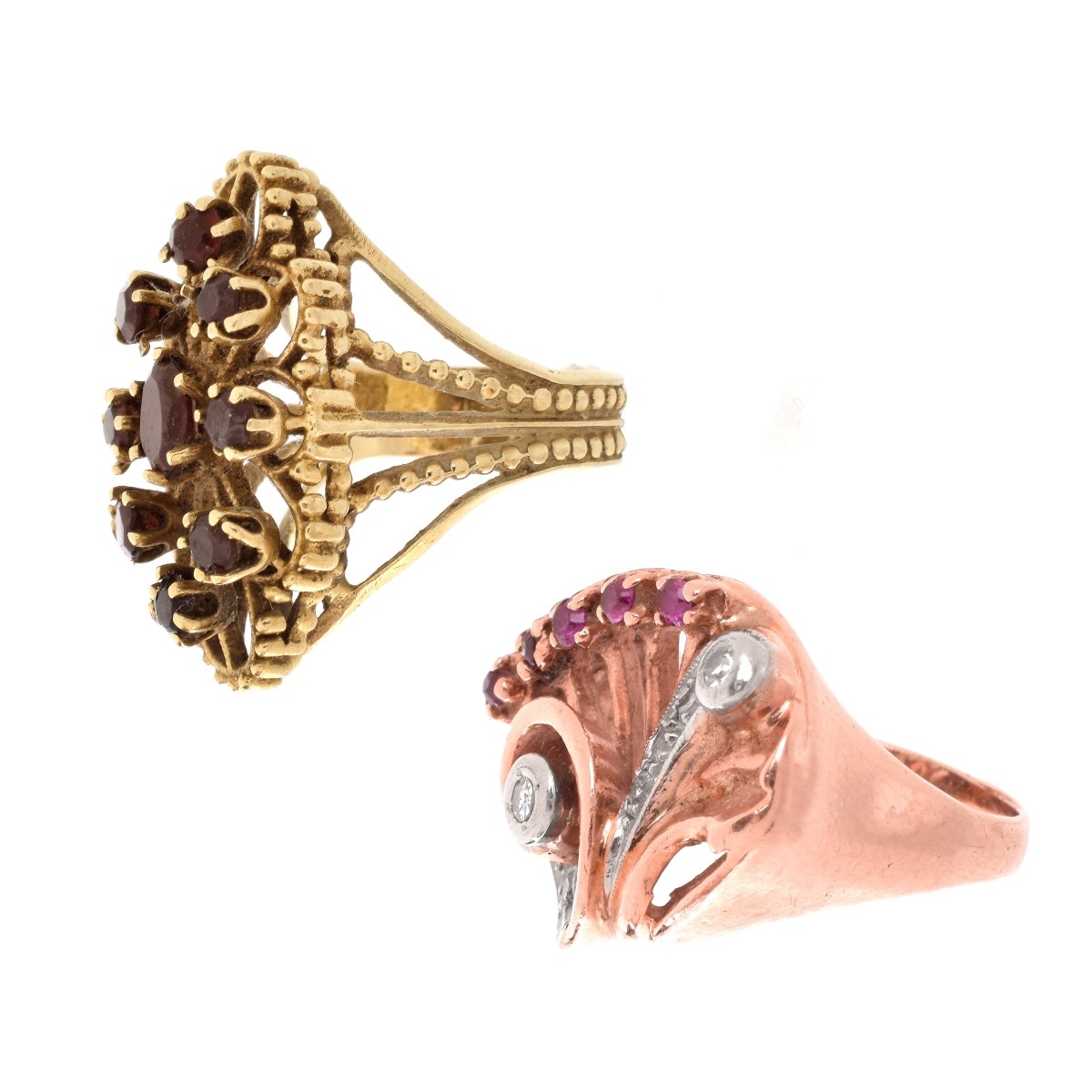 Two 14K and Gemstone Rings