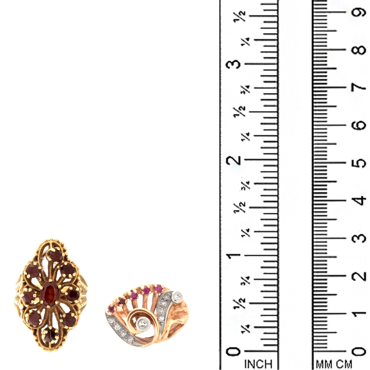Two 14K and Gemstone Rings
