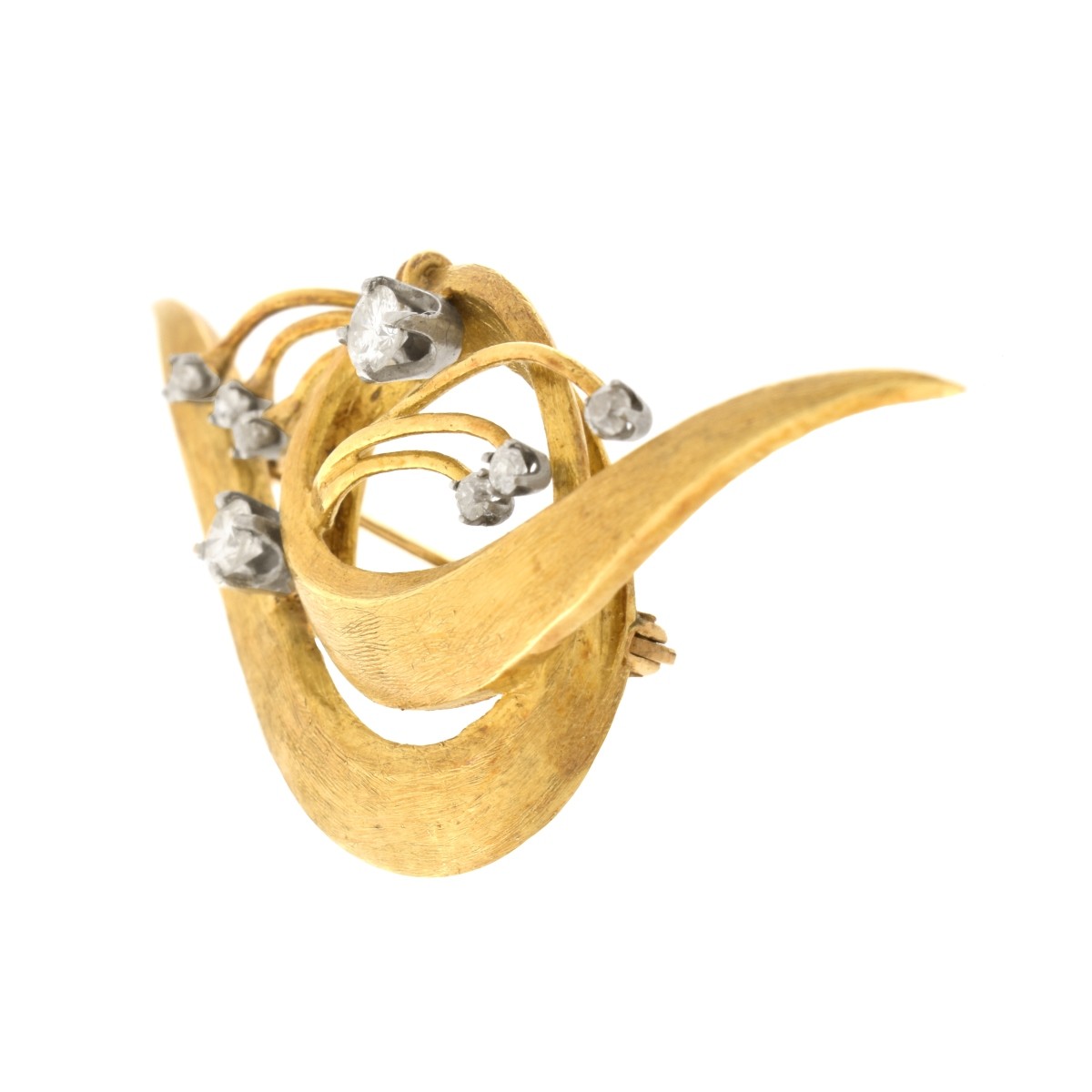 Retro Diamond and 18K Brooch