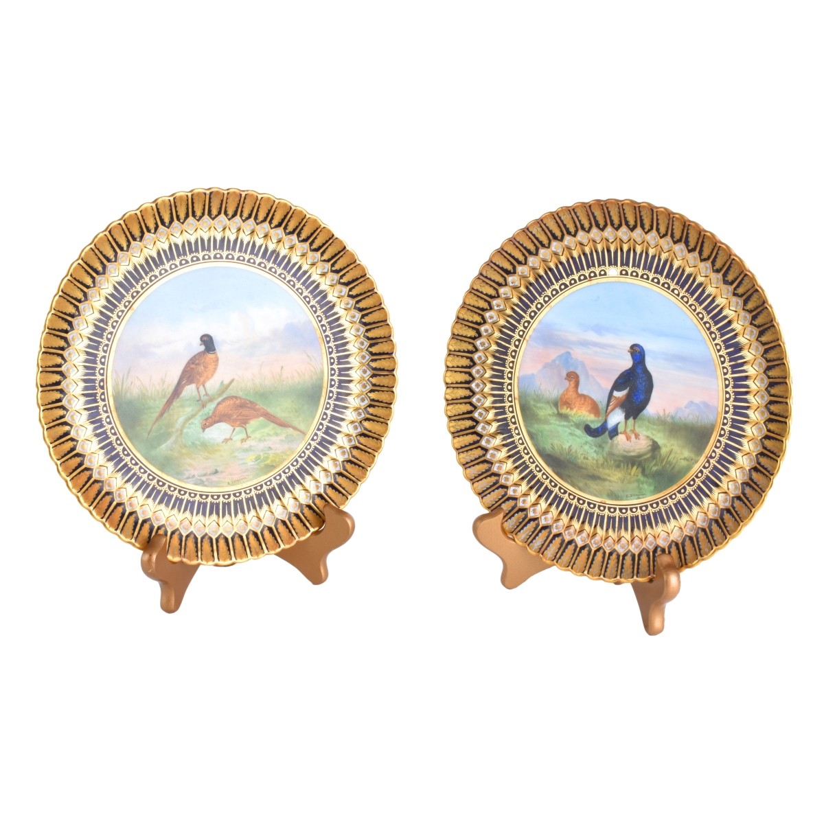 Pr. of Tiffany & Co. Cabinet Plates by C.J. Weaver