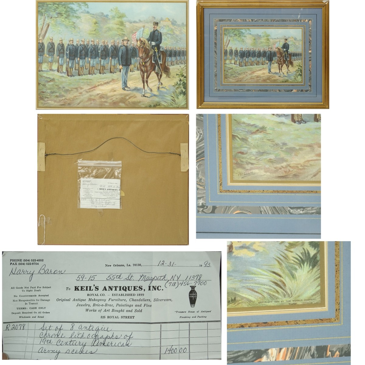 Eight Werner Co. Civil War Military Chromo litho's