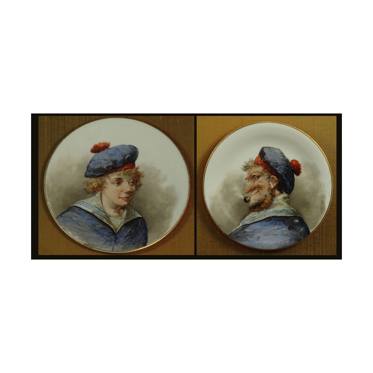 Pr. 20C Handpainted Porcelain Plates Sailors