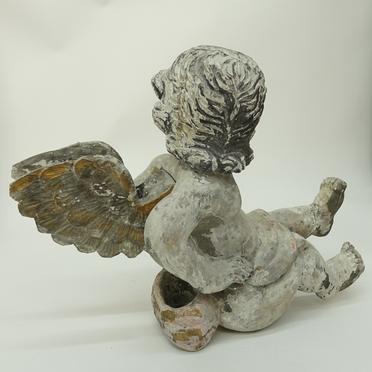 Antique Wood Carved Cherub