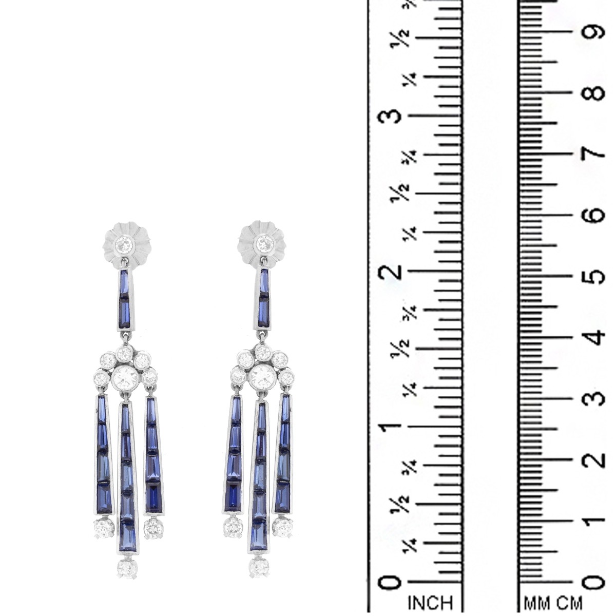 Antique Diamond, Sapphire and Platinum Earrings