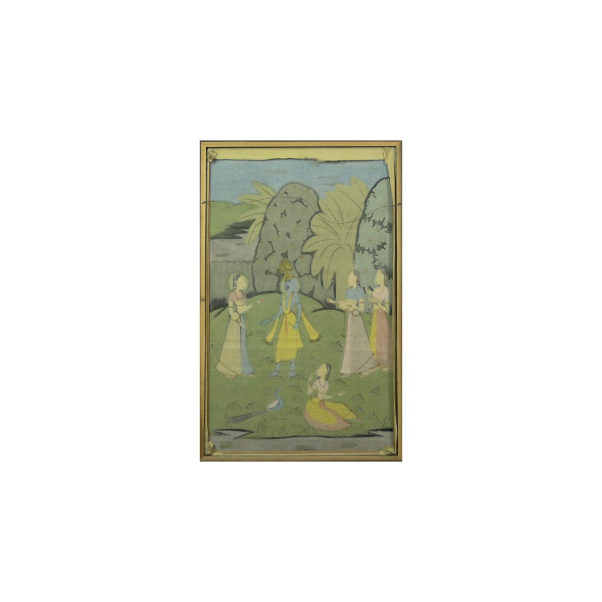 20C Indian Painting on Cotton Fabric Krishna