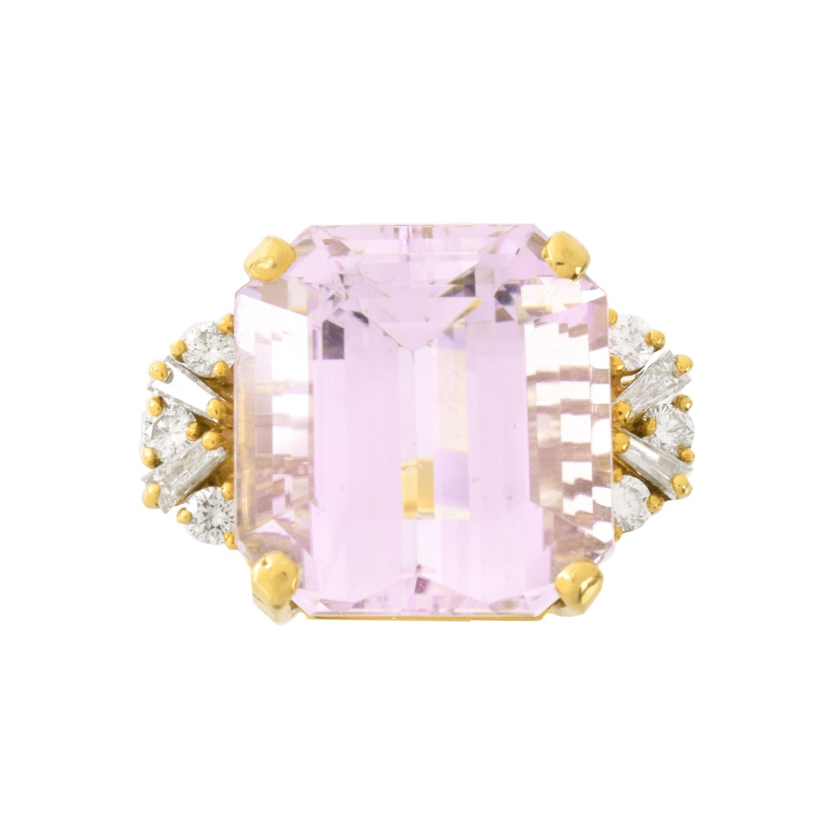 Kunzite, Diamond and18K Ring